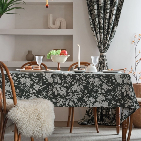 Tovaglia Rettangolare Francese Vintage Floreale Tessuto Misto Jacquard Antipolvere Decorativa per Cucina Sala da Pranzo Arredo Casa