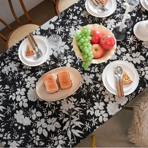 Mantel de Chenilla con Flores Moderno Minimalista Cubierta Rectangular de Jacquard Grueso para Mesa de Comedor Hogar Banquete