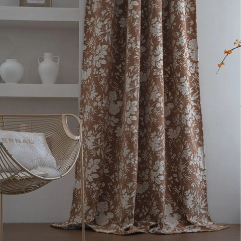 Amerikaans Retro Bloemen Geborduurd Polyester Gordijnen Voor Woonkamer Semi-verduisterend Verdikte Venster Gordijnen Huisdecoratie