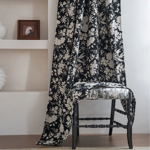 Vintage Floral Embroidered Chenille Semi-Blackout Window Curtains For Living Room Bedroom American Style Rod Pocket Hook Grommet
