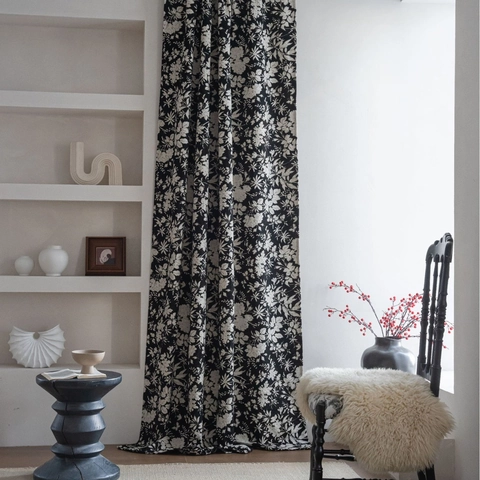 Vintage Floral Embroidered Chenille Semi-Blackout Window Curtains For Living Room Bedroom American Style Rod Pocket Hook Grommet