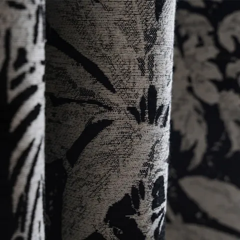 Cortina de Poliéster Jacquard Retro Americano Hoja de Planta Tropical Semi Sombreado Cortina Gruesa para Sala de Estar Dormitorio Cocina