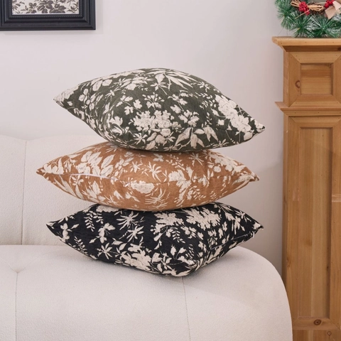 Noorse Jacquard Bloemen Sierkussen Sloop Verdikte Chenille Botanische Decoratieve Kussenhoes Voor Sofa Woonkamer Slaapkamer Decor