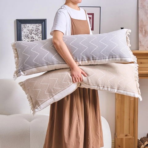 Cuscino Lungo Jacquard Bohemien Federa Decorativa Con Nappe Per Divano Camera Da Letto Soggiorno Arredamento Casa