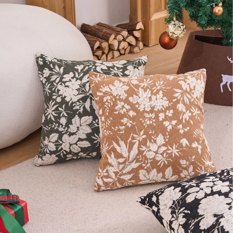 Noorse Jacquard Bloemen Sierkussen Sloop Verdikte Chenille Botanische Decoratieve Kussenhoes Voor Sofa Woonkamer Slaapkamer Decor
