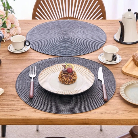 Manteles Individuales Tejidos Redondos Resistentes al Calor Lavables de Polipropileno Alfombrillas de Mesa Antideslizantes para Comedor Cocina Exterior Boda Fiesta Home Decor