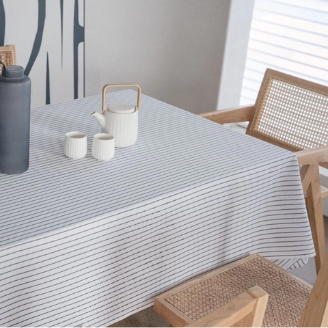 Tovaglia in Cotone e Lino Minimalista Nordica Rettangolare a Quadri e Righe Copritavolo per Cucina Sala da Pranzo Decorazione Antipolvere