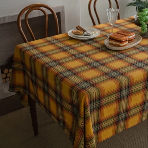 Mantel De Cuadros Vintage Americano Tela De Mezcla Rectangular Cubierta De Mesa Para Acción De Gracias Navidad Comedor Decoración