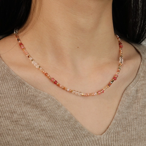 Handmade Natural Stone Crystal Beaded Necklace For Women Colorful Gemstone Choker Adjustable Gold Plated Copper Chain Fashion Jewelry Gift