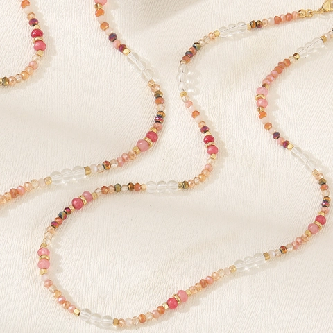 Handmade Natural Stone Crystal Beaded Necklace For Women Colorful Gemstone Choker Adjustable Gold Plated Copper Chain Fashion Jewelry Gift