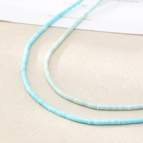 Collar Minimalista de Plata de Ley 925 Piedra Natural Abalorios Hechos a Mano para Mujer Cadena de Clavícula Fresca Verde Claro Cian Joyería