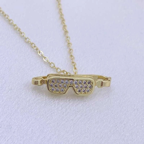 Gold Plated Copper Zirconia Pendant Necklace For Women Cupcake Sunglasses Rope Knot Shape Fashion Jewelry Choker Gift