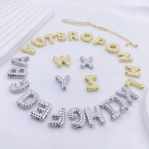 Minimalistische Kupfer Alphabet Initial Anhänger Halskette Für Damen Gold Silber Plattiert Texturierte 26 Buchstaben Schmuck