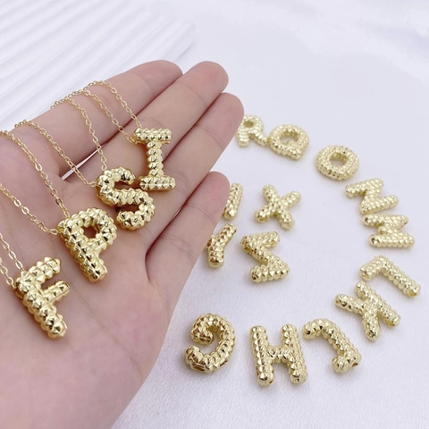 Minimalistische Kupfer Alphabet Initial Anhänger Halskette Für Damen Gold Silber Plattiert Texturierte 26 Buchstaben Schmuck