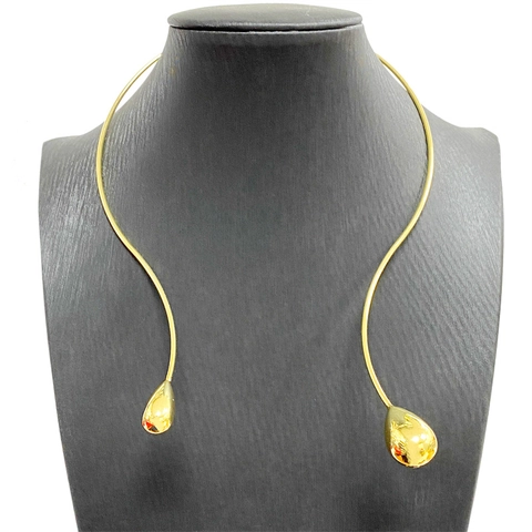 Minimalist Copper Waterdrop Open Choker Necklace For Women Gold Silver Plated Geometric Punk Fashion Jewelry Neck Ring