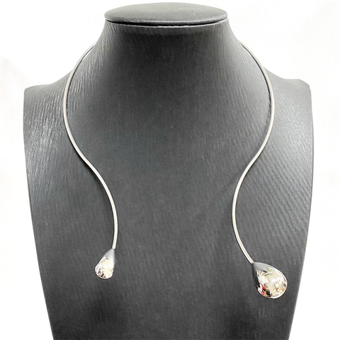 Minimalist Copper Waterdrop Open Choker Necklace For Women Gold Silver Plated Geometric Punk Fashion Jewelry Neck Ring
