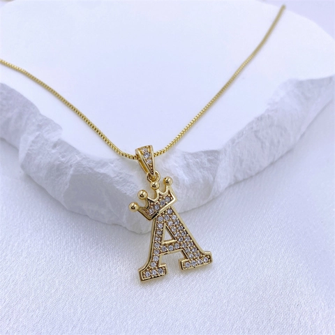 Hip Hop Copper Crown English Alphabet Letter Pendant With Rhinestone DIY Jewelry Accessories For Necklace Pendants Gold For Women Men