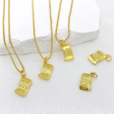 Copper Dollar Sign Pendant Money Charm Gold Plated Hip Hop Necklace Accessory For Men Women Trendy Jewelry DIY Part