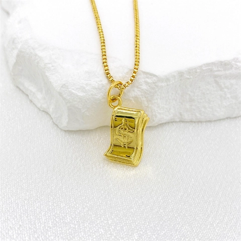 Copper Dollar Sign Pendant Money Charm Gold Plated Hip Hop Necklace Accessory For Men Women Trendy Jewelry DIY Part