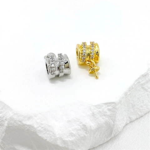 Copper Plated Cylindrical Pendant Setting With Rhinestone Inlay DIY Jewelry Making Finding For Necklace Gold Silver Color