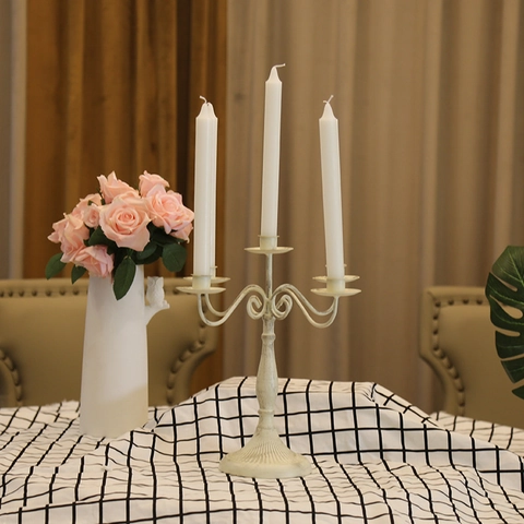 European Vintage Iron Candelabra Metal Candle Holder Table Centerpiece Wedding Party Dinner Decoration Taper Candles