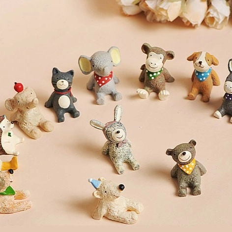 Figuras de Animales de Resina en Miniatura para Decoración de Escritorio Oso Elefante Gato Erizo Panda Cerdo Adornos Pintados a Mano Decoración Mesa Hogar Oficina