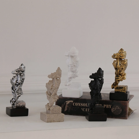 Scultura Astratta Del Viso Resina Il Silenzio È Oro Statua Maschera Ornamento Scrivania Per Ufficio Studio Moderno