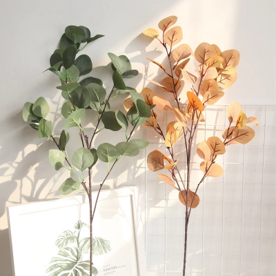 Artificial Eucalyptus Leaves Branch Realistic Satin Plastic Apple Leaf Nordic Style Home Wedding Vase Decor Photography Props