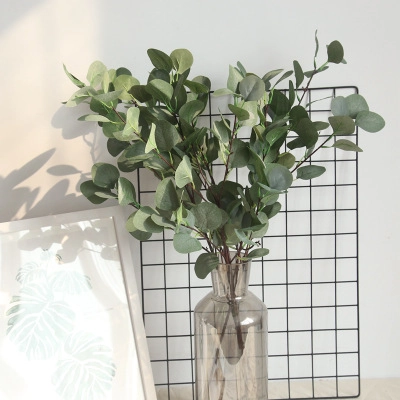 Artificial Eucalyptus Leaves Branch Realistic Satin Plastic Apple Leaf Nordic Style Home Wedding Vase Decor Photography Props
