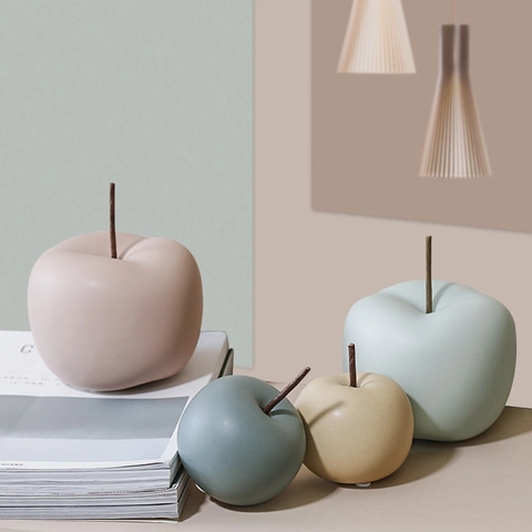 Ornement De Fruit En Céramique Morandi Mat Pomme Poire Citrouille Figurine Moderne Minimaliste Décoration De Bureau Style Nordique