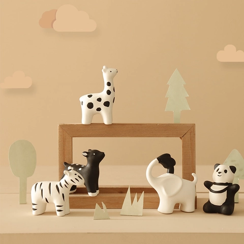 Moderne Minimalistische Keramik Tierfiguren Nordischen Zakka Schwarz Weiß Desktop Ornamente Sortierte Niedliche Tier Heimdekor Geschenke