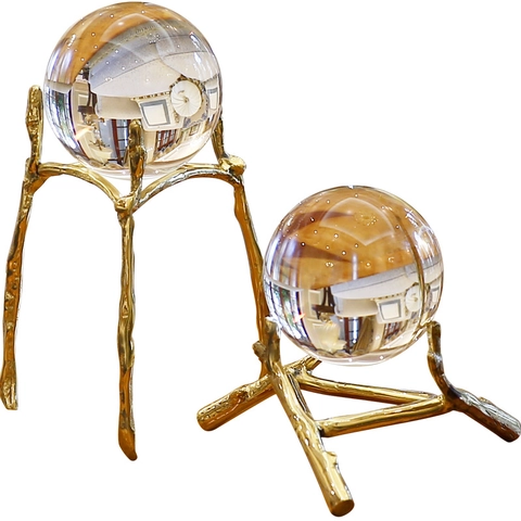 Luxus Kristallkugel Deko Mit Goldenem Metallast Ständer Für Wohnzimmer Büro Schreibtisch Modernes Haus Deko Ornament