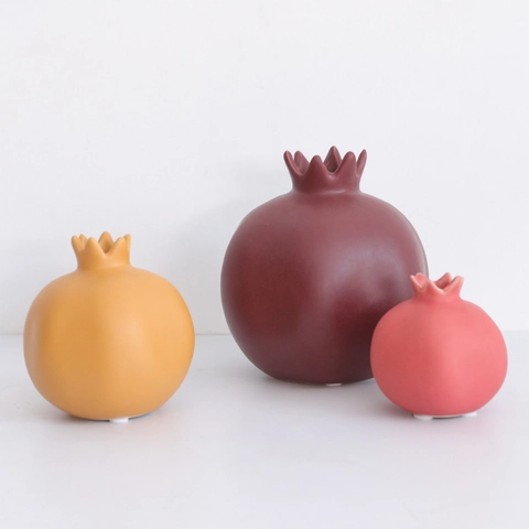 Pomegranate Shape Ceramic Vase Desktop Ornament Modern Nordic Style Matte Glaze Bionic Fruit Decorative Sculpture