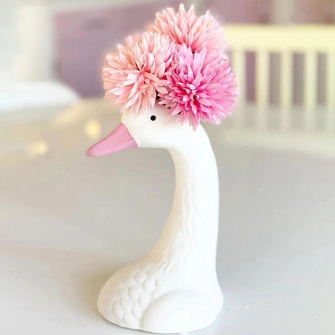 Vaso In Ceramica Testa Animale E Fiori Artificiali Moderno Nordico Cigno Cervo Coniglio Decorazione Scrivania