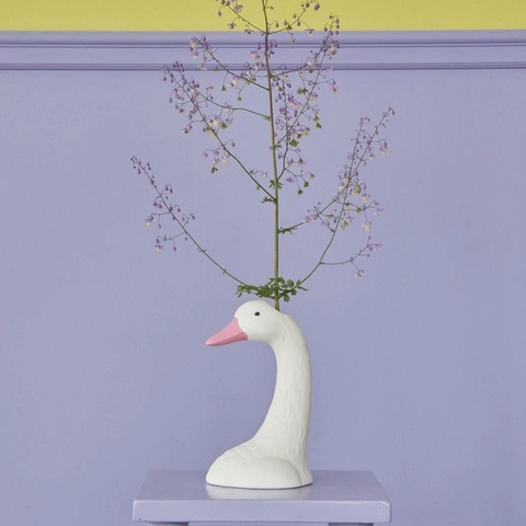 Vaso In Ceramica Testa Animale E Fiori Artificiali Moderno Nordico Cigno Cervo Coniglio Decorazione Scrivania
