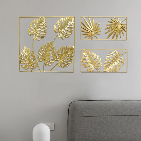 Modern Metal Wall Art Gold Monstera Palm Leaf Iron Hanging Decor Minimalist Luxury Home Living Room Background Ornament