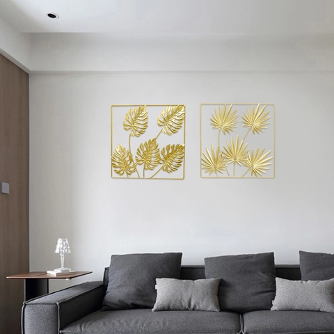 Modern Metal Wall Art Gold Monstera Palm Leaf Iron Hanging Decor Minimalist Luxury Home Living Room Background Ornament