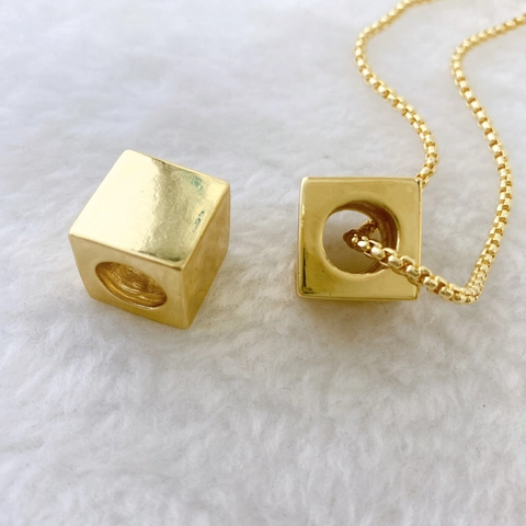 Minimalist Polished Copper Gold Plated Geometric Cube Pendant Without Chain For DIY Jewelry Making Necklace Accessories