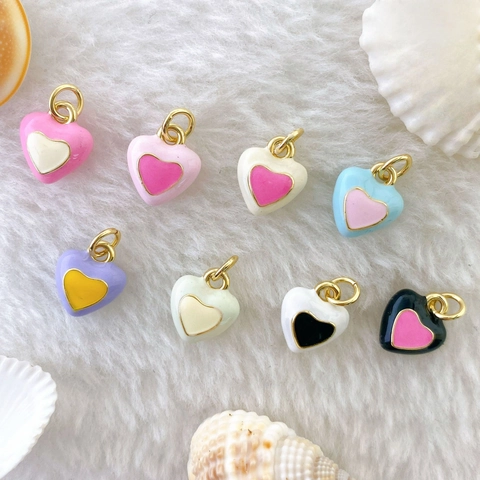 Sweet Enamel Oil Drop Heart Star Pendant Necklace For Women Girls Copper Gold Plated DIY Fashion Jewelry Accessory No Chain