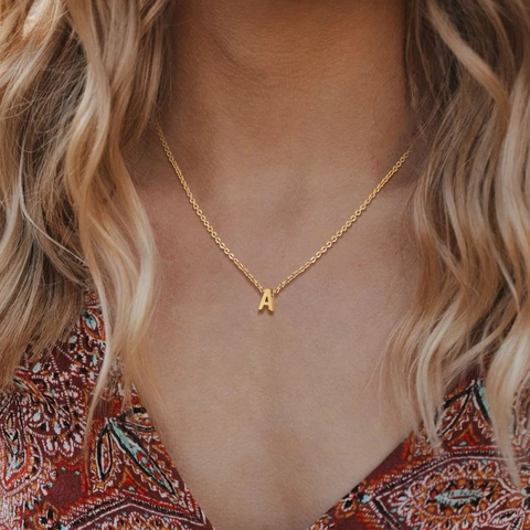 Alphabet Halskette Edelstahl Vergoldet Anfangsbuchstabe Anhänger Schlangenkette Personalisierter Modeschmuck Geschenk Damen