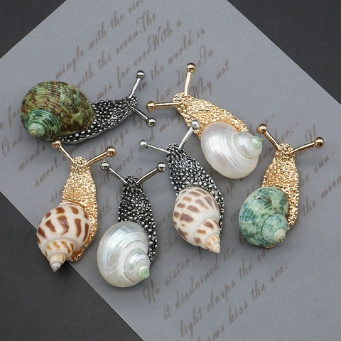 Broche Vintage Forma Caracol de Concha Aleación Incrustaciones Strass Accesorio Joyería DIY para Mujer Hombre Moda