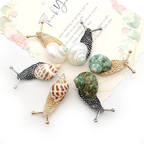 Broche Vintage Forma Caracol de Concha Aleación Incrustaciones Strass Accesorio Joyería DIY para Mujer Hombre Moda