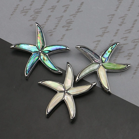 Spilla a Forma di Stella Marina in Lega Stile Francese con Conchiglia di Abalone Pendente Doppio Uso Gioielli Donna