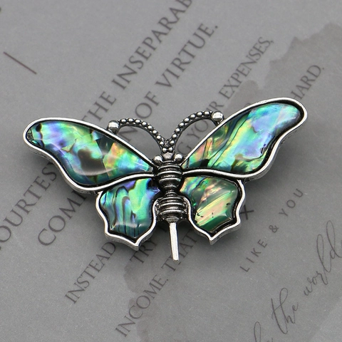 Vintage Zinklegierung Schmetterling Brosche Anhänger Mit Abalone Muschel Einlage Retro Insekt Schmuck Zubehör Für Damen