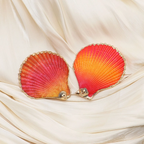 Natural Shell Scallop Pendants With Gold Electroplated Edges Gradient Color Conch Shell Pendants For DIY Jewelry Making Crafts