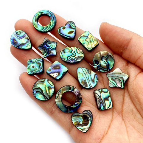 Iridescent Abalone Shell Beads Multiple Geometric Shapes Star Heart Round For DIY Jewelry Making Handmade Accessories