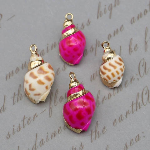 Natural Conch Shell Pendants With Electroplated Gold Edge Shell Charms For DIY Jewelry Making Necklaces For Women Accessories