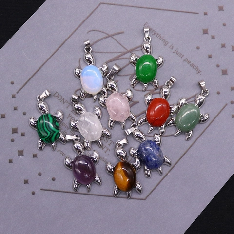 Naturstein Kristall Amethyst Schildkröte Anhänger Legierung Charms Für DIY Schmuckherstellung Halskette Zubehör Geschenk