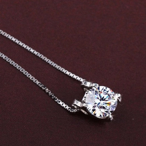 Elegant Copper Round Cut Rhinestone Pendant For Women Classic Minimalist Jewelry Pendant Only Without Chain White Gold