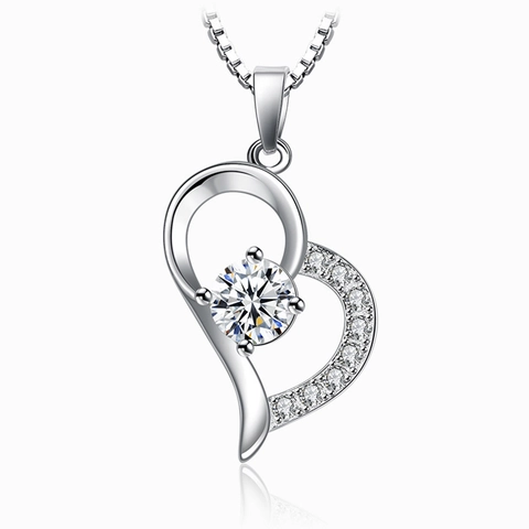 925 Sterling Zilveren Hart Hanger Zonder Ketting Voor Dames Elegante Zirconia Hart Charm Hals Sieraden Cadeau